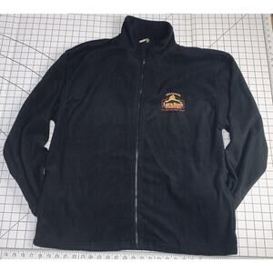 L Hawaii Lava Rock Cafe Volcano Village Fleece Jacket Embroidered Logo GUC Black